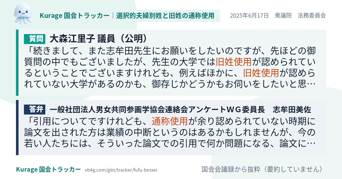 質問と答弁のカード
