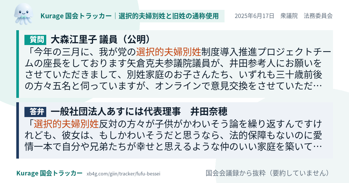 質問と答弁のカード