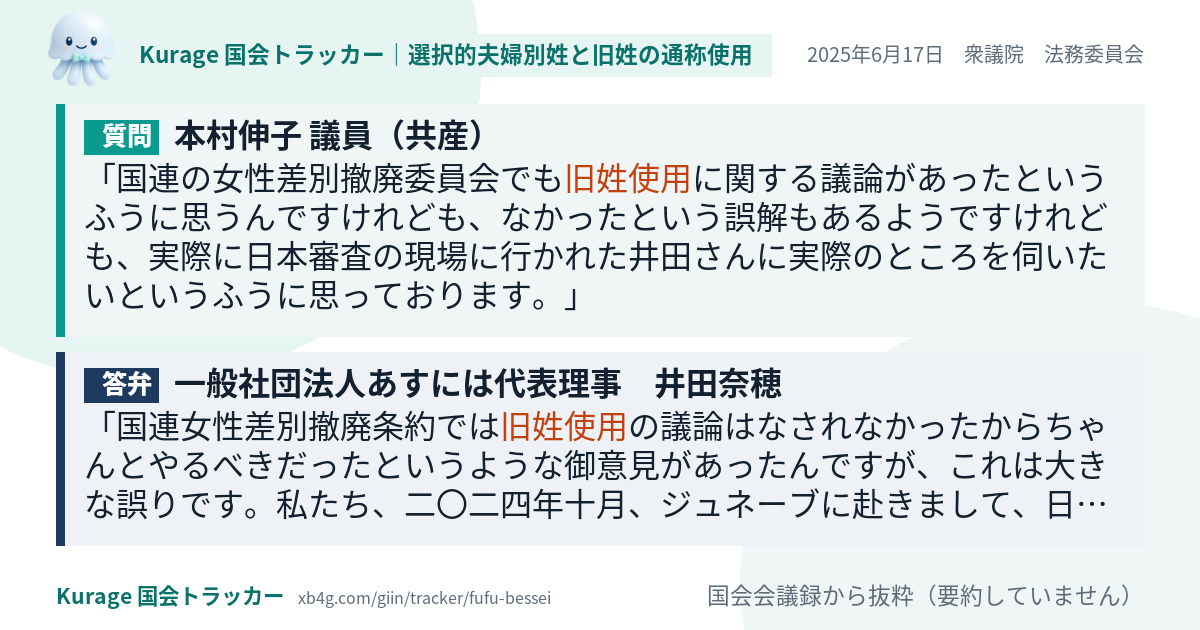 質問と答弁のカード