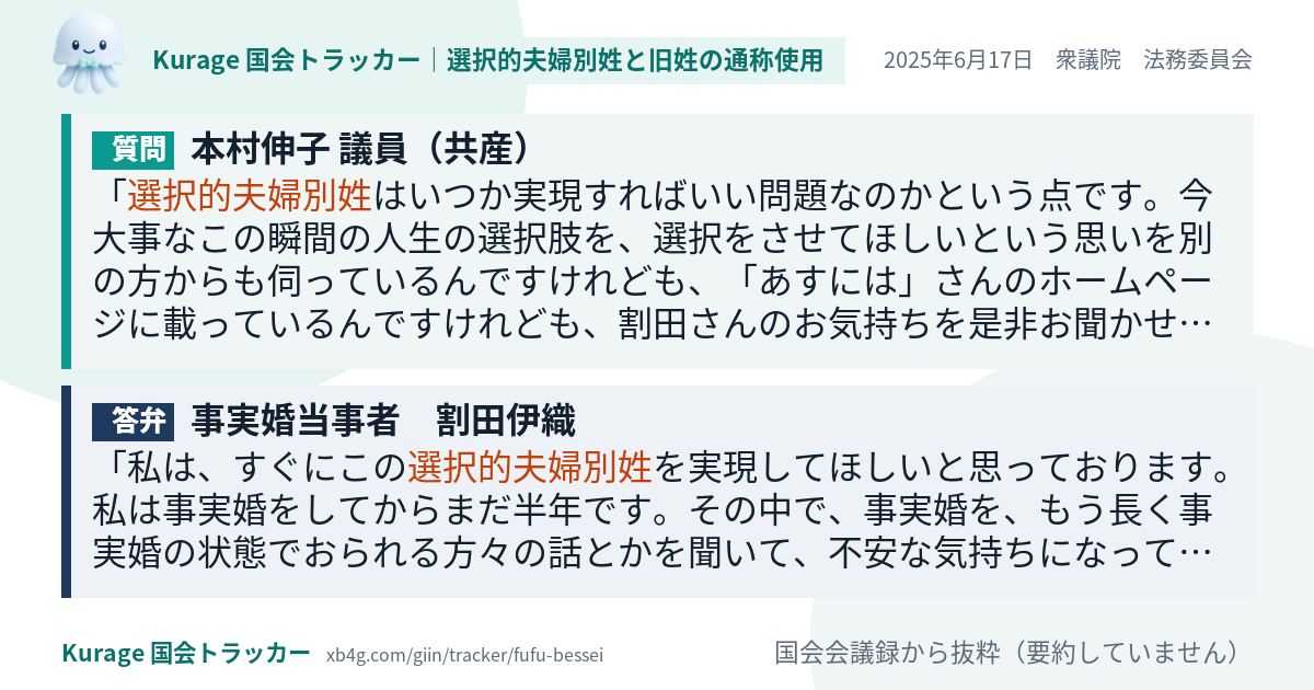 質問と答弁のカード
