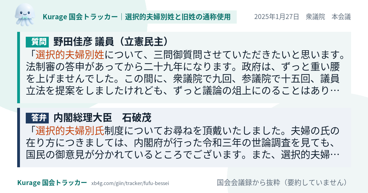 質問と答弁のカード