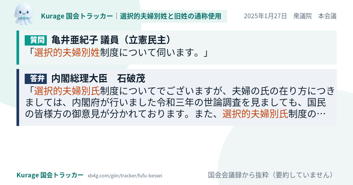 質問と答弁のカード