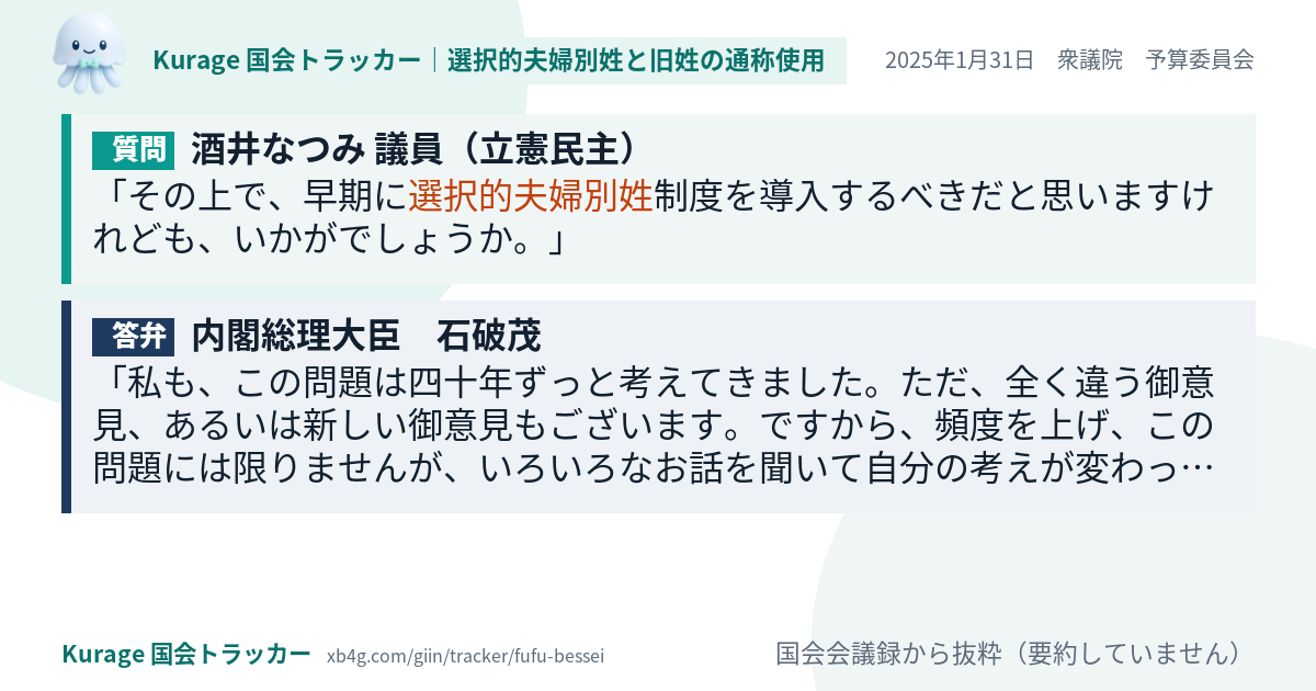 質問と答弁のカード