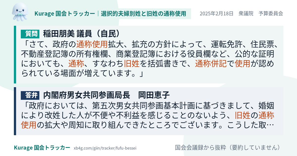 質問と答弁のカード