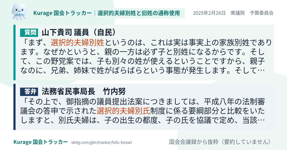 質問と答弁のカード