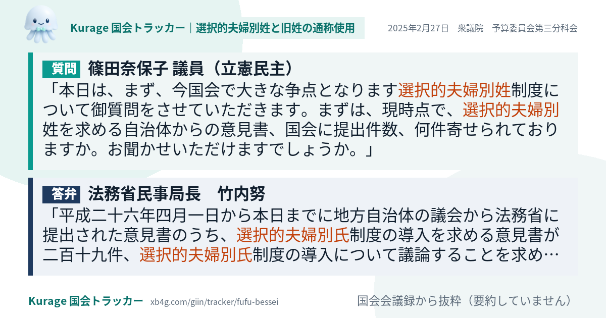 質問と答弁のカード