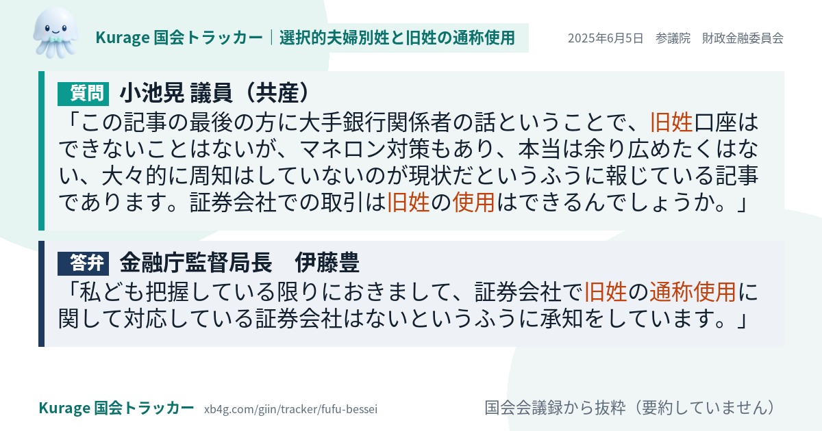 質問と答弁のカード