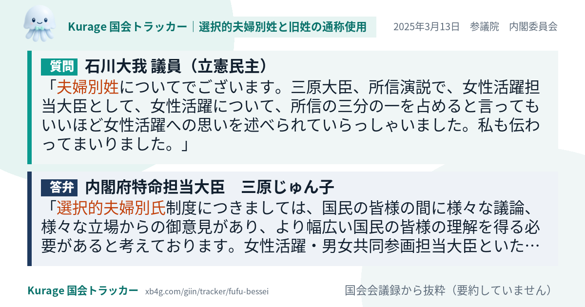 質問と答弁のカード