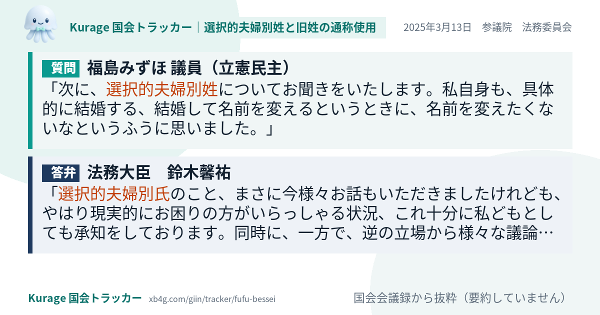 質問と答弁のカード