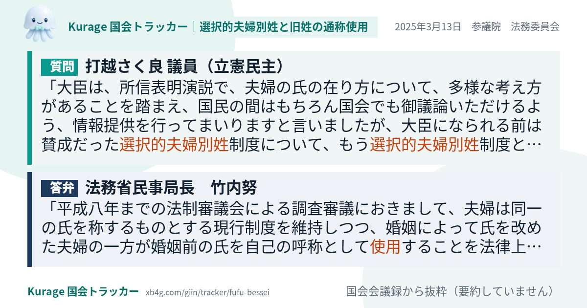 質問と答弁のカード