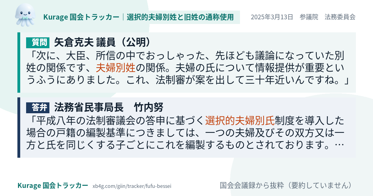 質問と答弁のカード