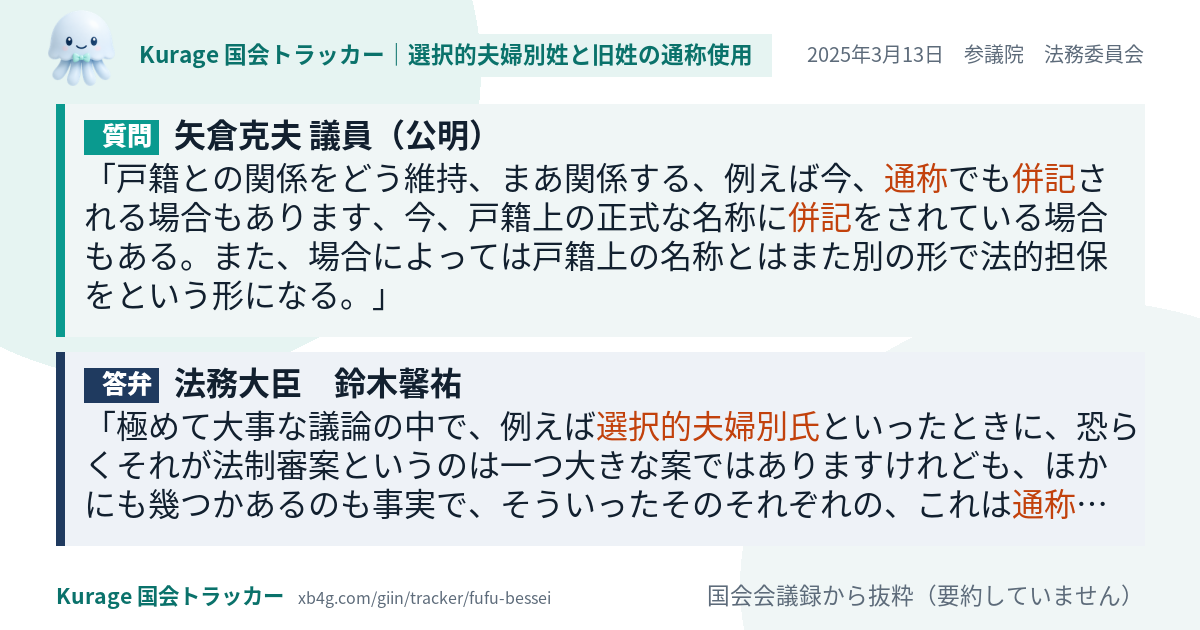 質問と答弁のカード