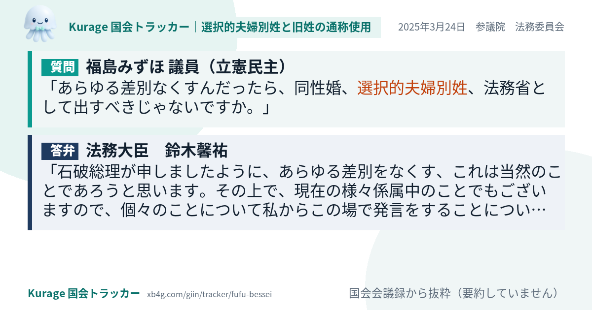 質問と答弁のカード