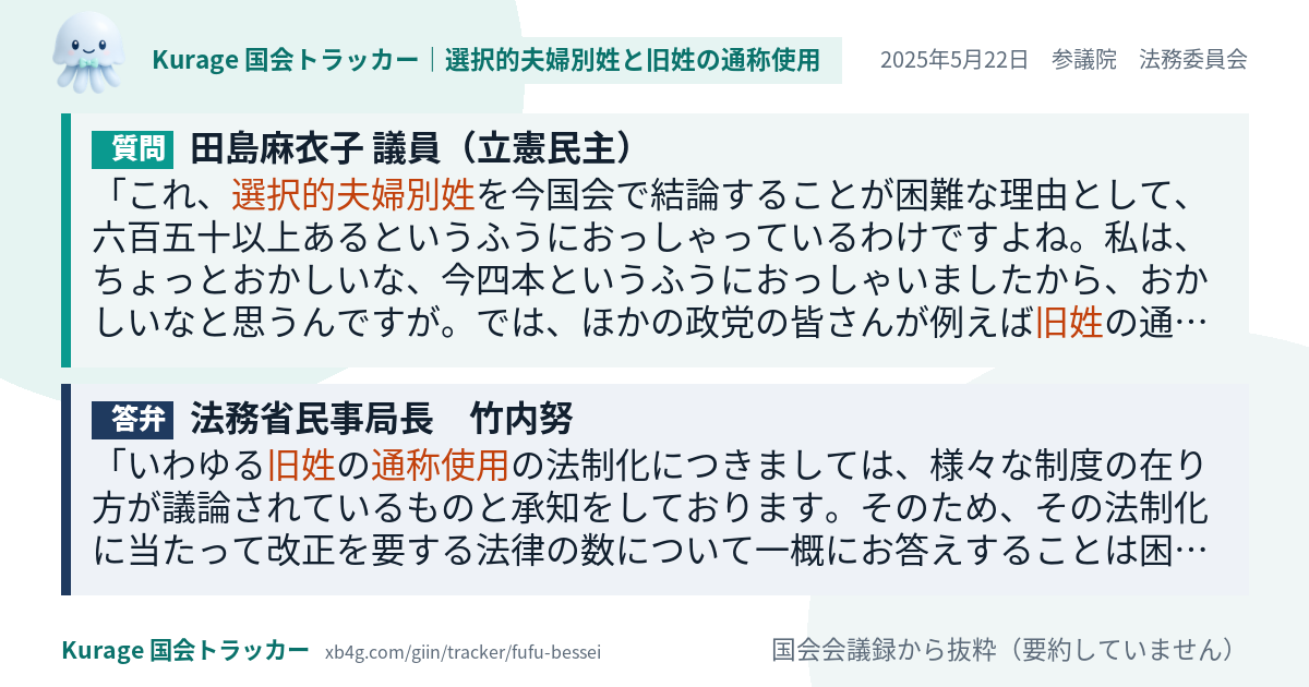 質問と答弁のカード
