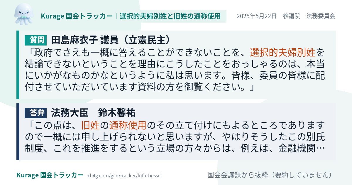 質問と答弁のカード