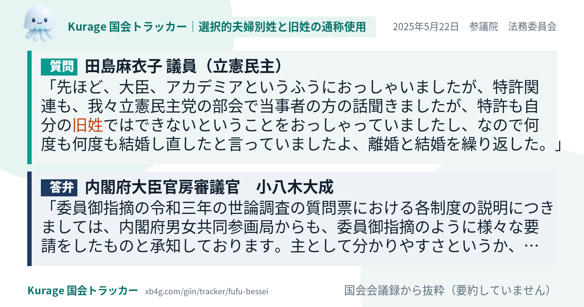 質問と答弁のカード