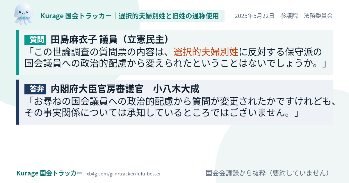 質問と答弁のカード