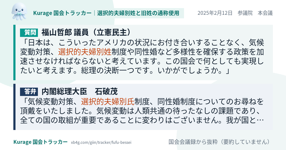 質問と答弁のカード