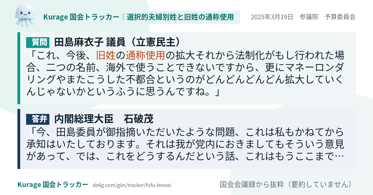 質問と答弁のカード