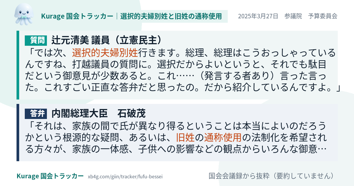 質問と答弁のカード