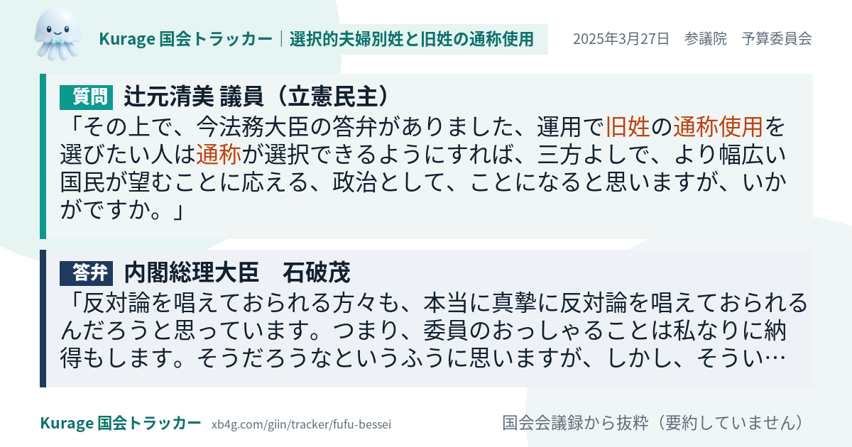 質問と答弁のカード