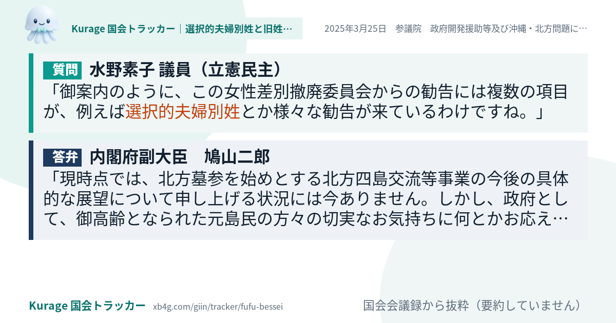質問と答弁のカード