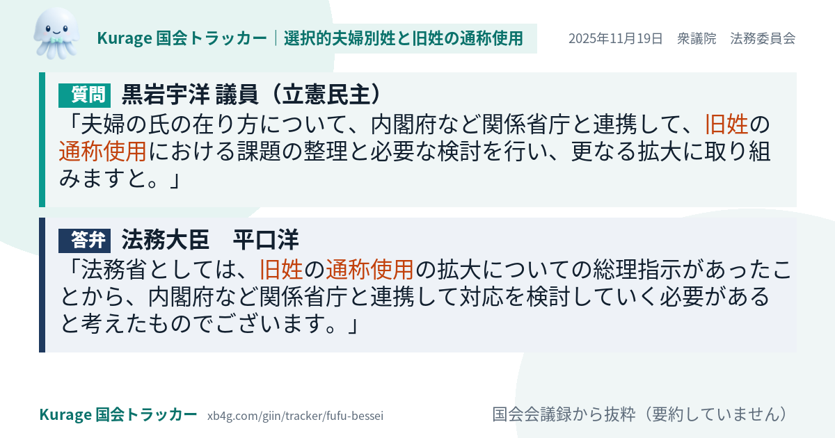 質問と答弁のカード