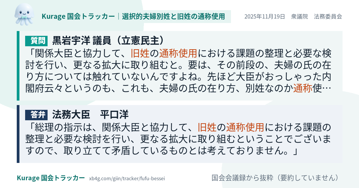 質問と答弁のカード