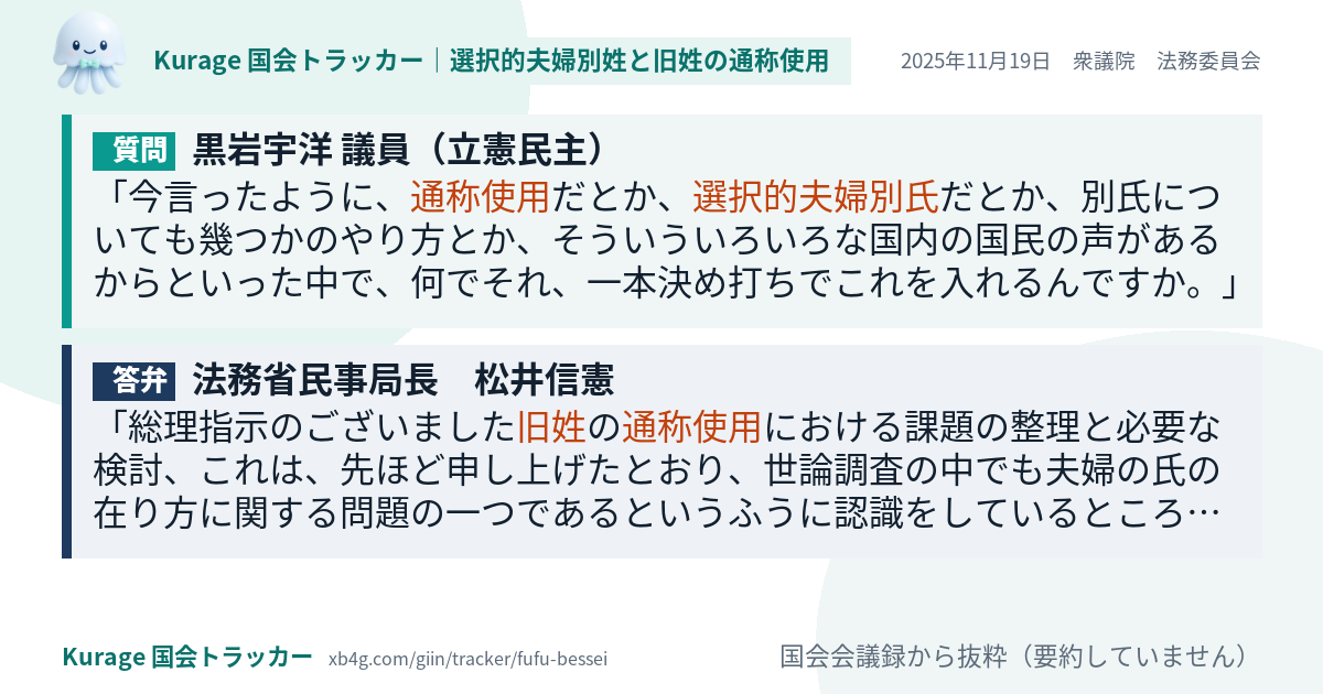 質問と答弁のカード