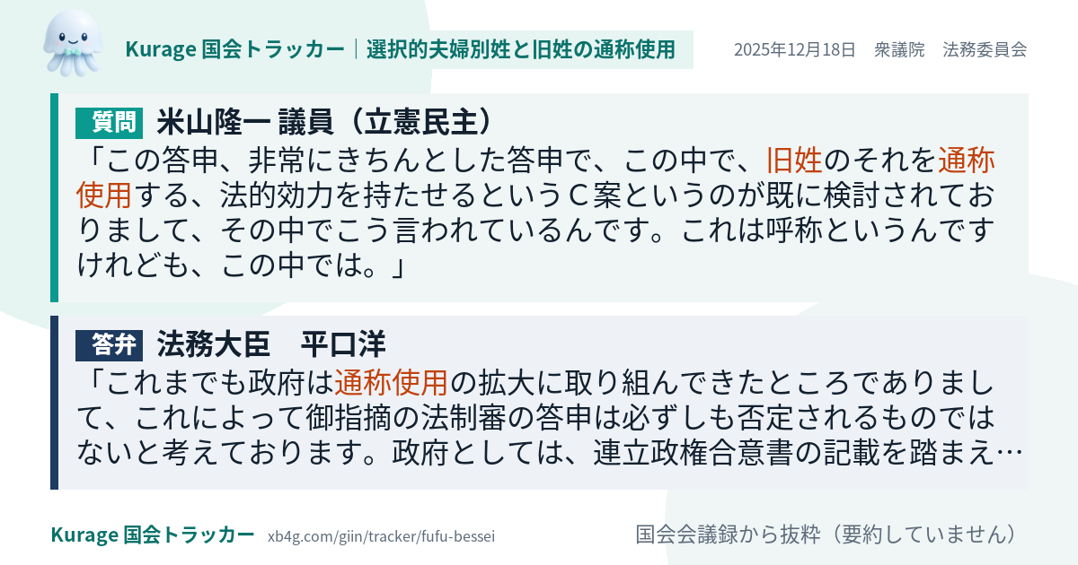 質問と答弁のカード