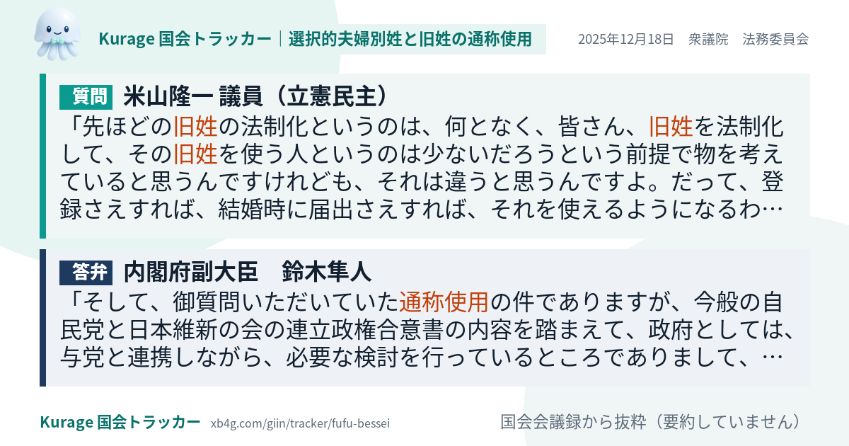 質問と答弁のカード
