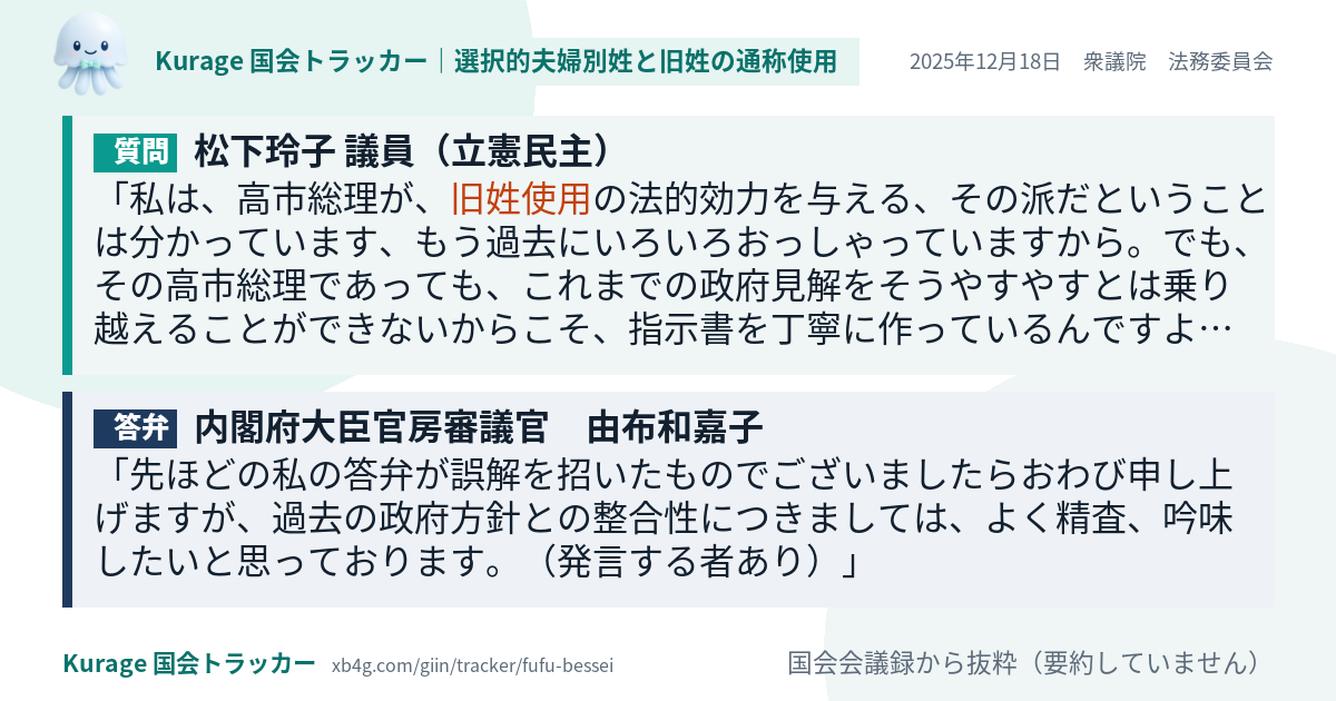 質問と答弁のカード