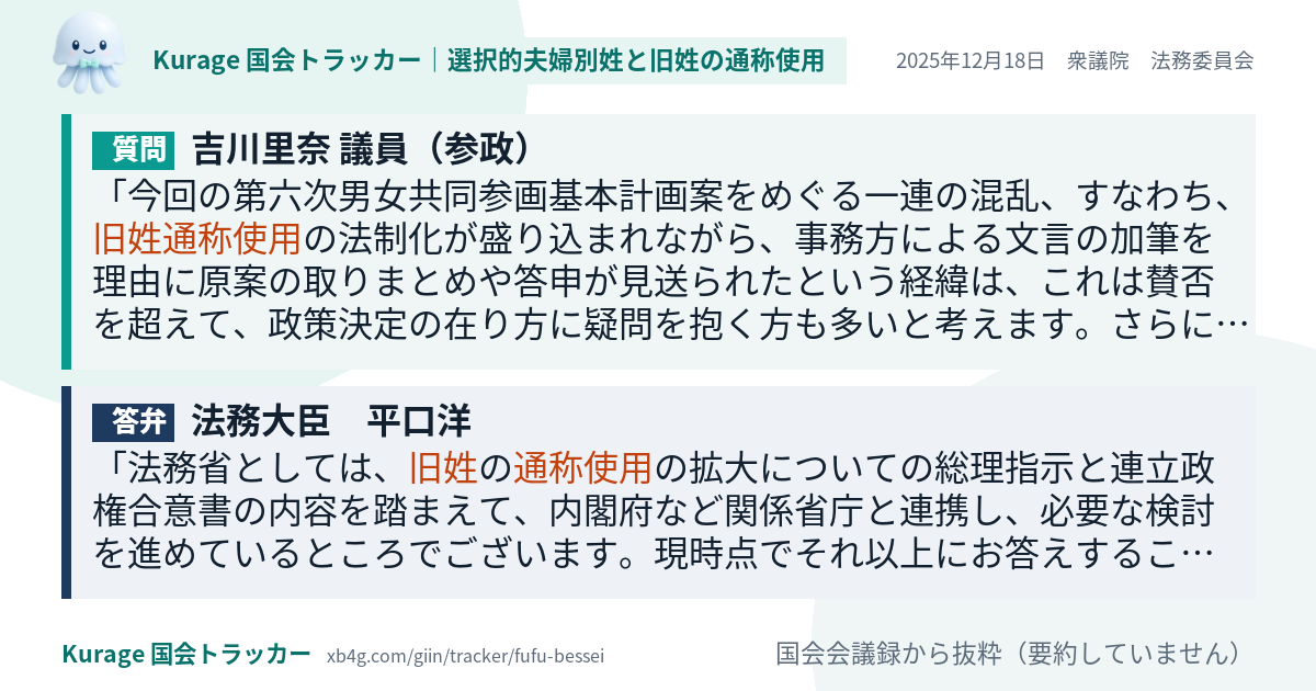 質問と答弁のカード