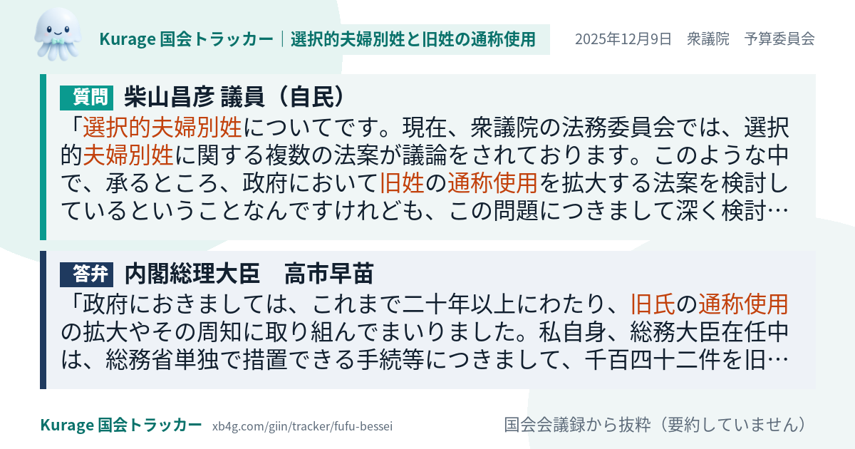 質問と答弁のカード