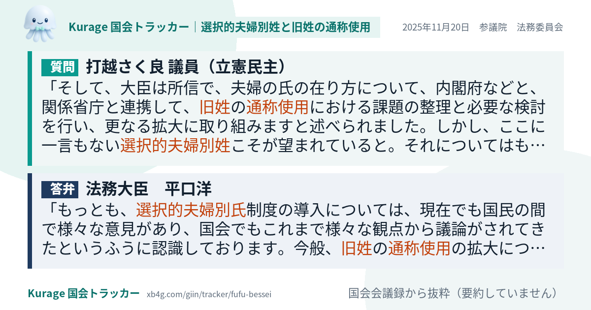 質問と答弁のカード