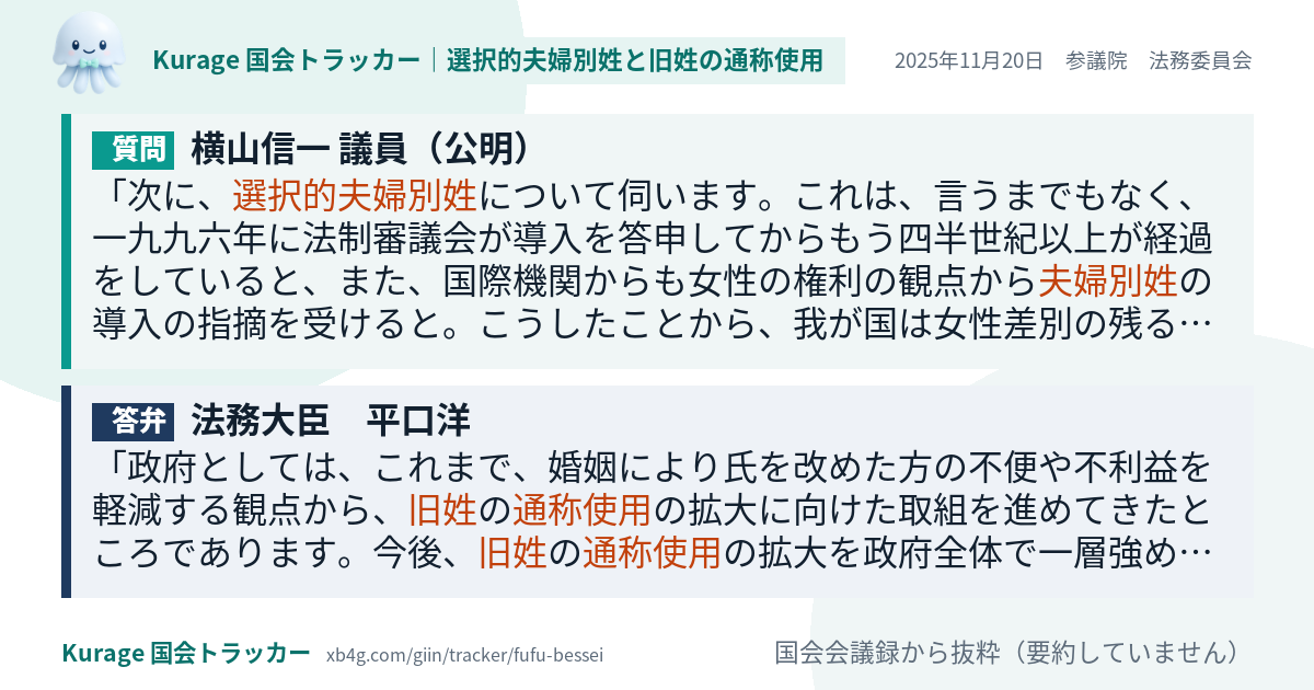 質問と答弁のカード