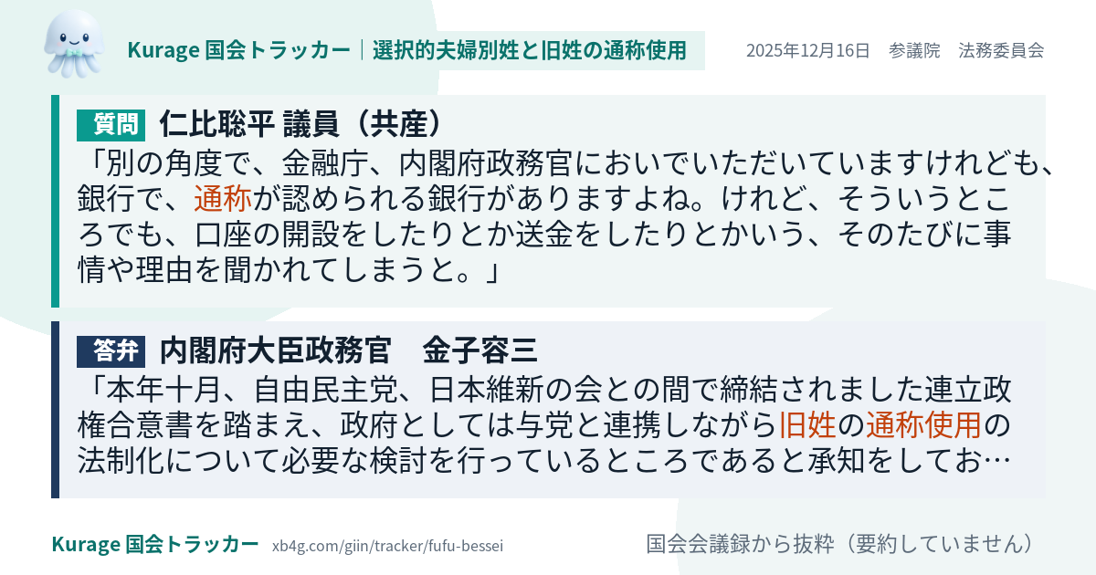 質問と答弁のカード