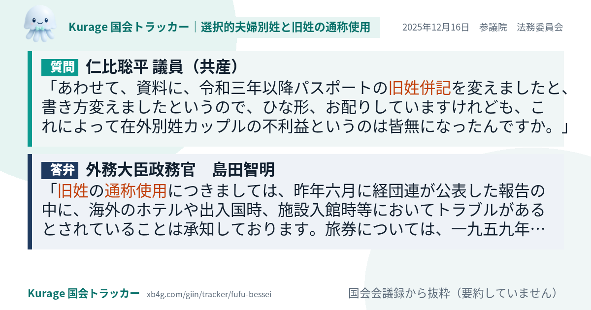 質問と答弁のカード