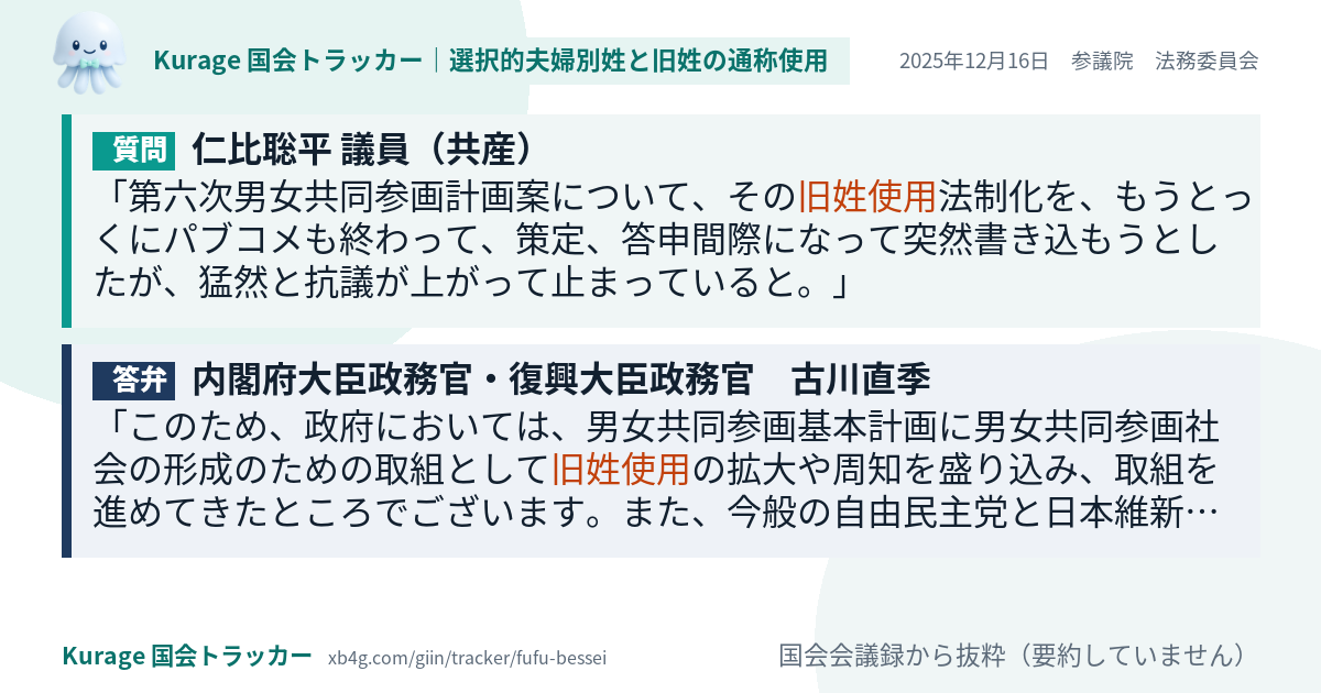 質問と答弁のカード