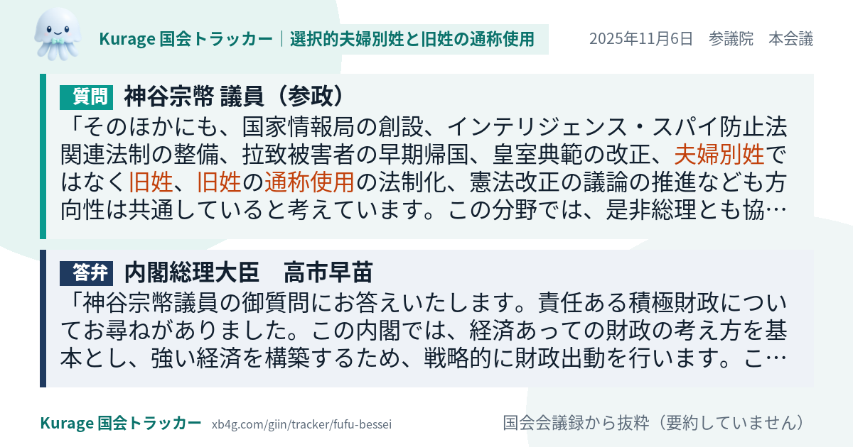 質問と答弁のカード