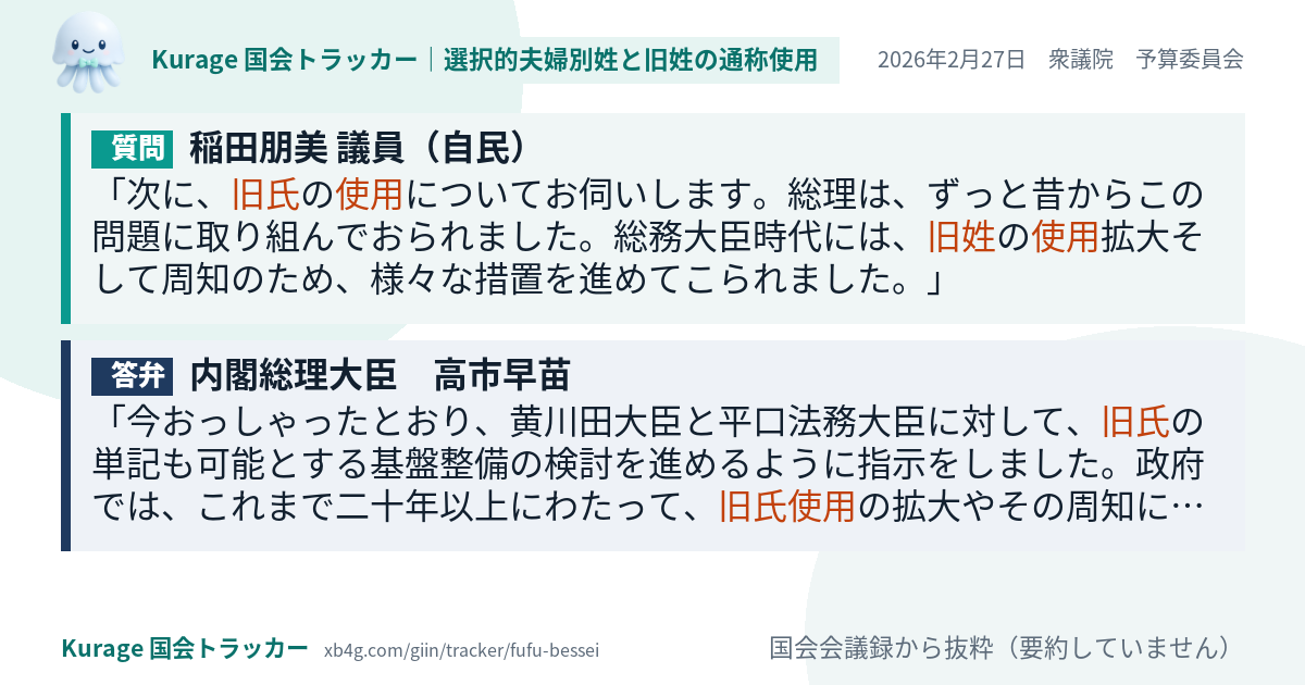 質問と答弁のカード