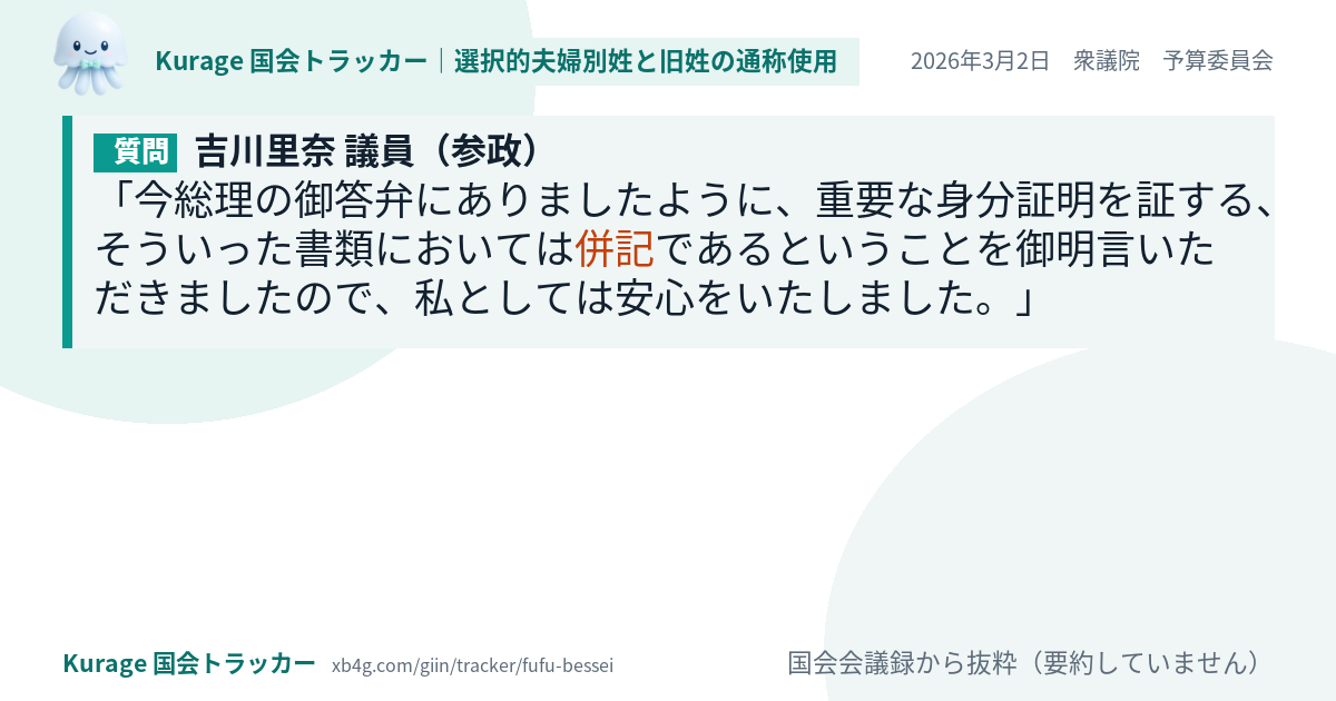 質問と答弁のカード