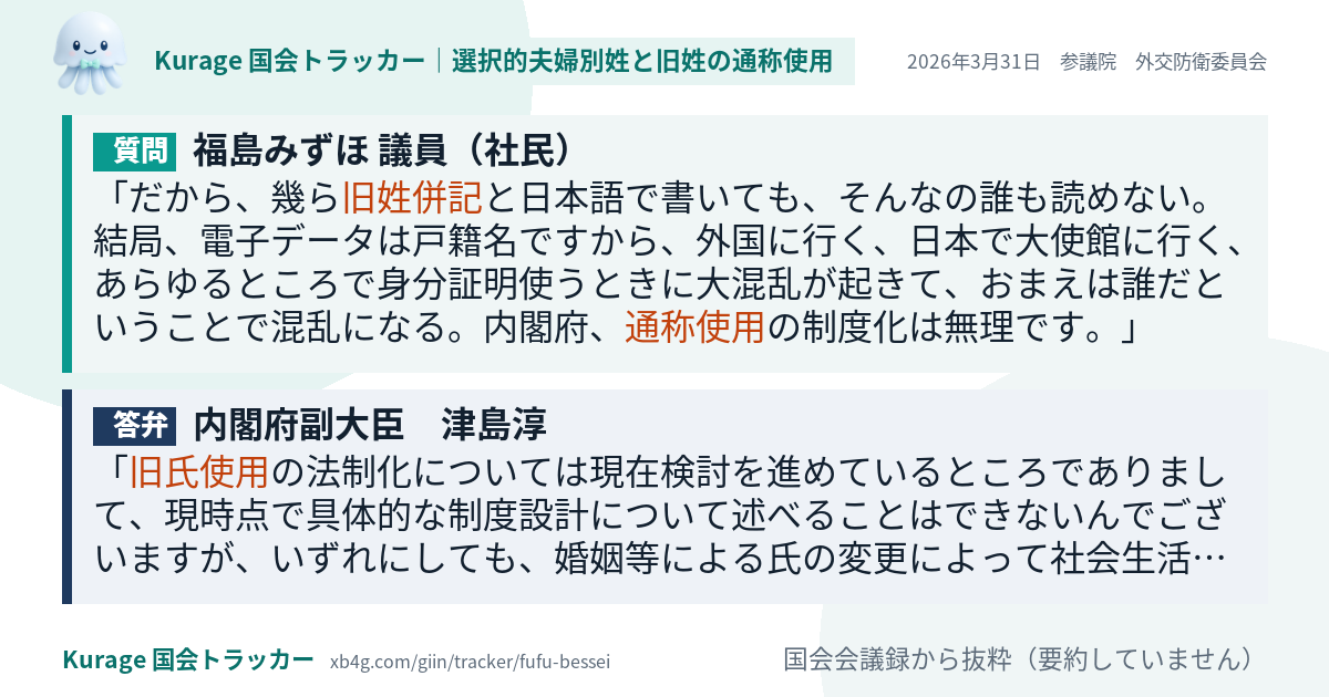 質問と答弁のカード