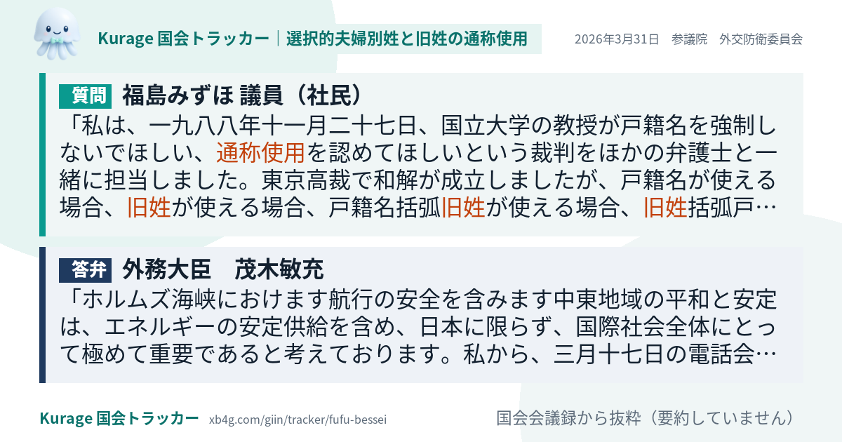 質問と答弁のカード