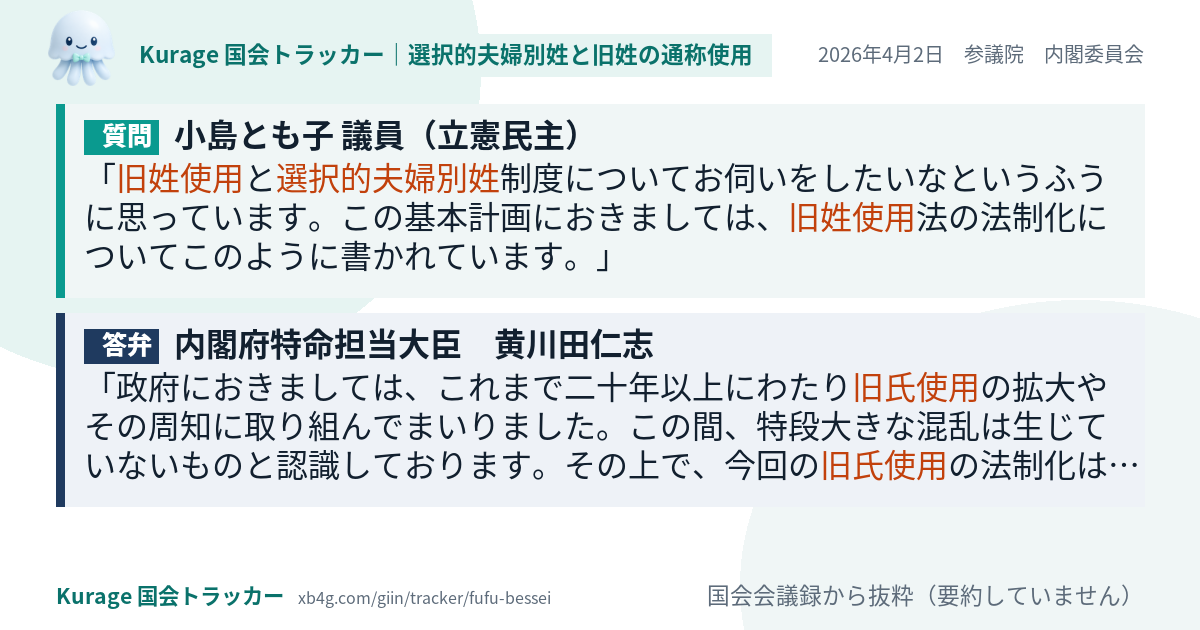 質問と答弁のカード