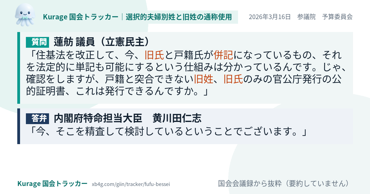 質問と答弁のカード
