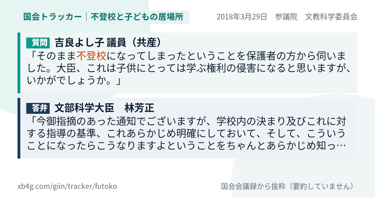 質問と答弁のカード