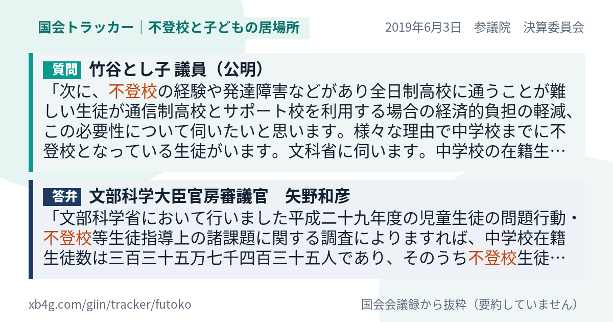 質問と答弁のカード
