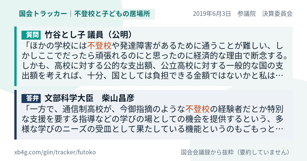 質問と答弁のカード