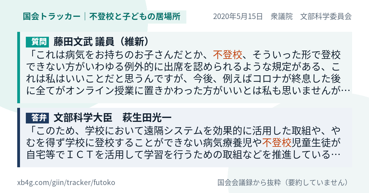 質問と答弁のカード